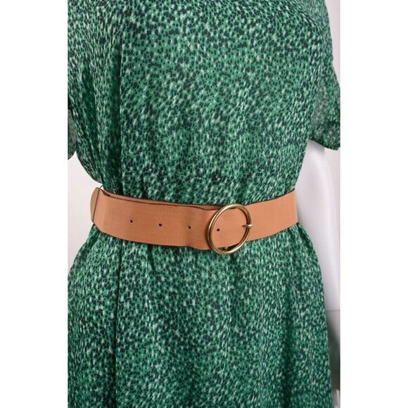 Zara Womans Maxi Dress Size L Green Navy White Specks Belted 9878/076 NWT - Picture 3 of 6